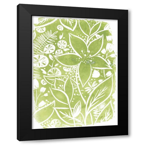Garden Batik III Black Modern Wood Framed Art Print with Double Matting by Vess, June Erica