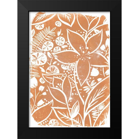 Garden Batik V Black Modern Wood Framed Art Print by Vess, June Erica