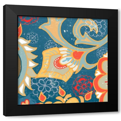 Paisley Blossom Red III Black Modern Wood Framed Art Print with Double Matting by Mark, Leslie