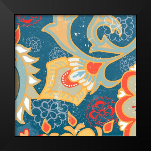 Paisley Blossom Red III Black Modern Wood Framed Art Print by Mark, Leslie