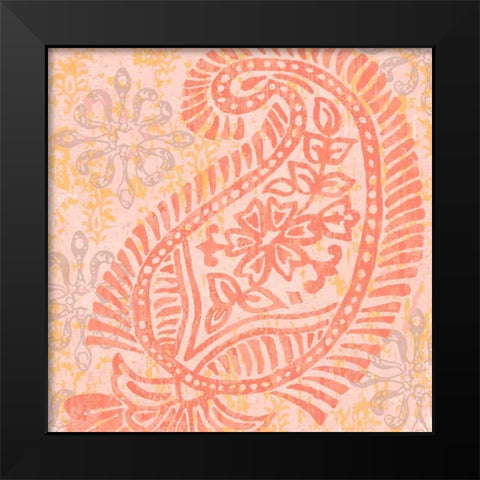 Block Print Paisley I Black Modern Wood Framed Art Print by Mark, Leslie