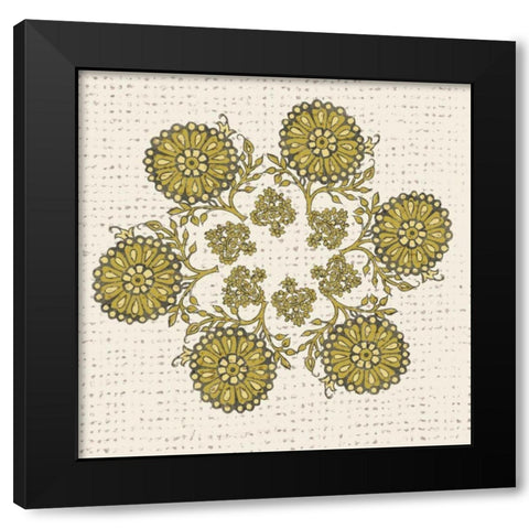 Block Print Mandala II Black Modern Wood Framed Art Print by Zarris, Chariklia
