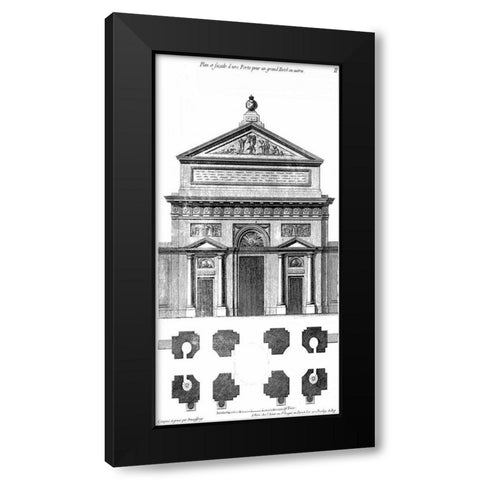 Custom Palace Facade Blueprint I Black Modern Wood Framed Art Print by Vision Studio