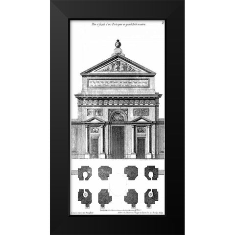 Custom Palace Facade Blueprint I Black Modern Wood Framed Art Print by Vision Studio