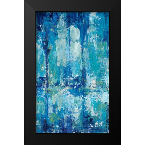 Blue Reflection Triptych II Black Modern Wood Framed Art Print by OToole, Tim