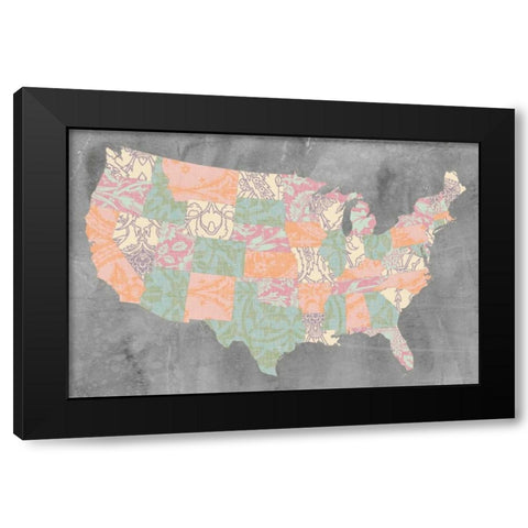 Patterned States I Black Modern Wood Framed Art Print with Double Matting by Goldberger, Jennifer