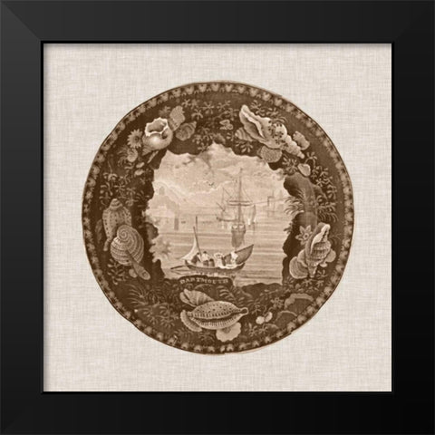 Sepia Transferware III Black Modern Wood Framed Art Print by Vision Studio