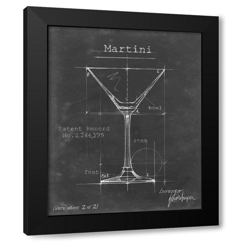 Barware Blueprint V Black Modern Wood Framed Art Print by Harper, Ethan