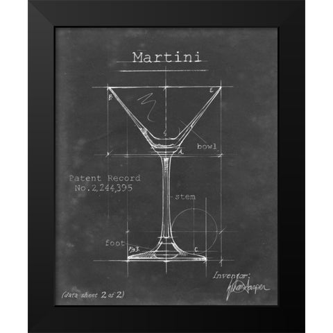 Barware Blueprint V Black Modern Wood Framed Art Print by Harper, Ethan