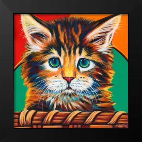 Kitten in Basket I Black Modern Wood Framed Art Print by Vitaletti, Carolee