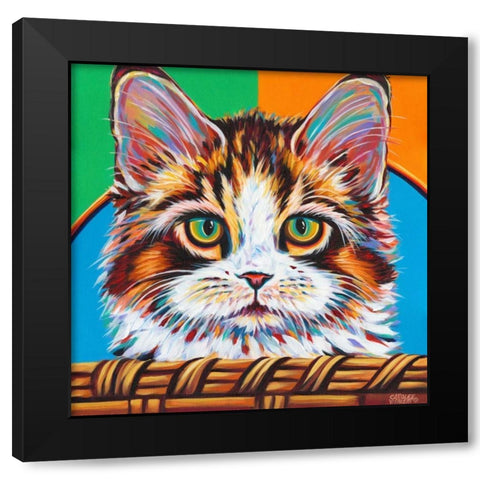 Kitten in Basket II Black Modern Wood Framed Art Print with Double Matting by Vitaletti, Carolee