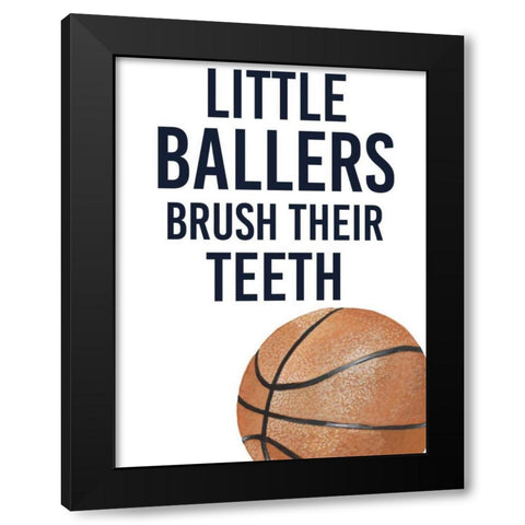 Little Ballers I Black Modern Wood Framed Art Print by Studio W