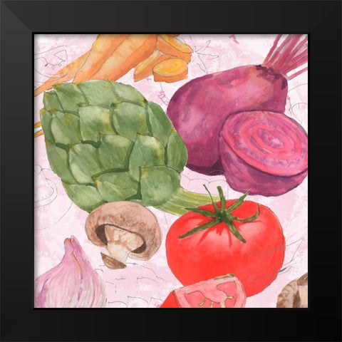 Veggie Medley I Black Modern Wood Framed Art Print by Mark, Leslie