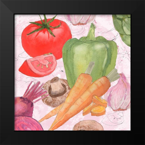 Veggie Medley II Black Modern Wood Framed Art Print by Mark, Leslie