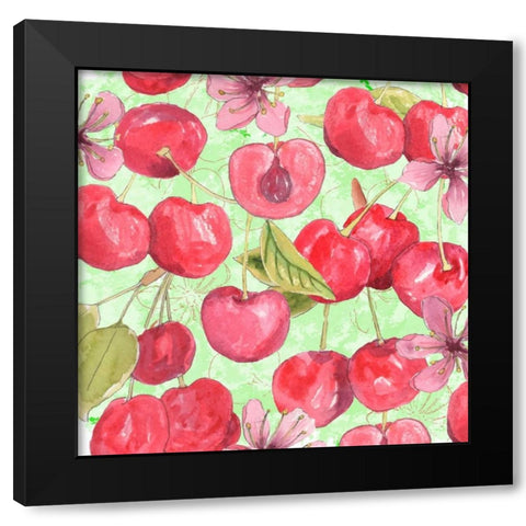 Cherry Medley I Black Modern Wood Framed Art Print with Double Matting by Mark, Leslie