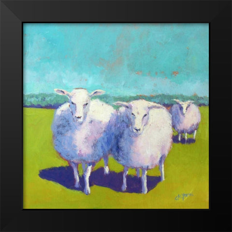 Sheep Pals I Black Modern Wood Framed Art Print by Young, Carol