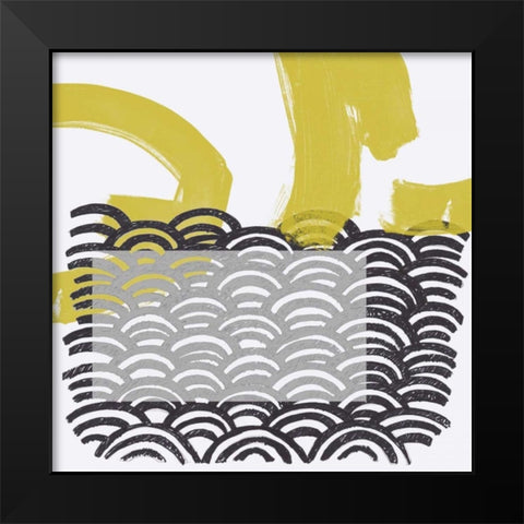 Block Print Abstract IV Black Modern Wood Framed Art Print by Vess, June Erica
