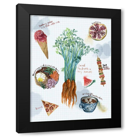 Food Sketches I Black Modern Wood Framed Art Print with Double Matting by Wang, Melissa