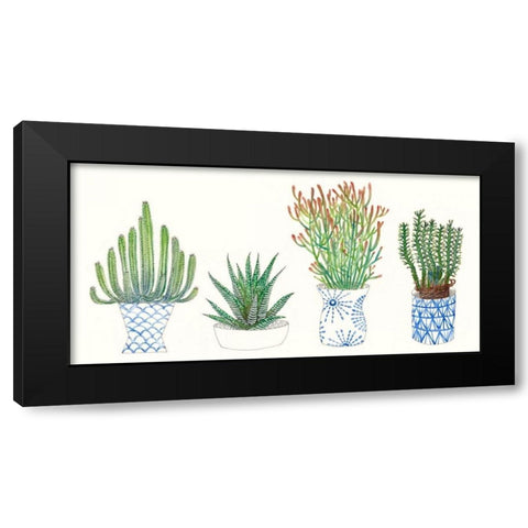 Four Succulents I Black Modern Wood Framed Art Print by Wang, Melissa