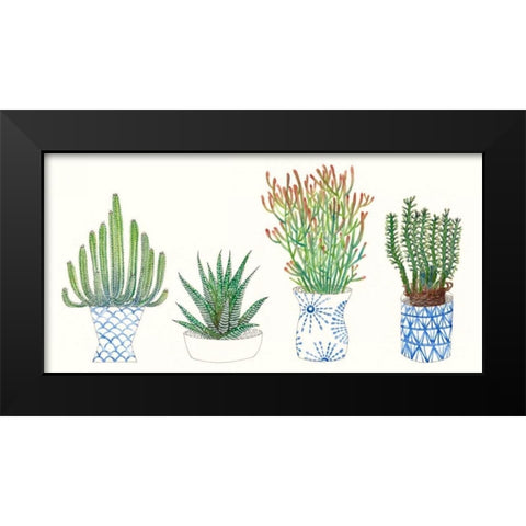 Four Succulents I Black Modern Wood Framed Art Print by Wang, Melissa