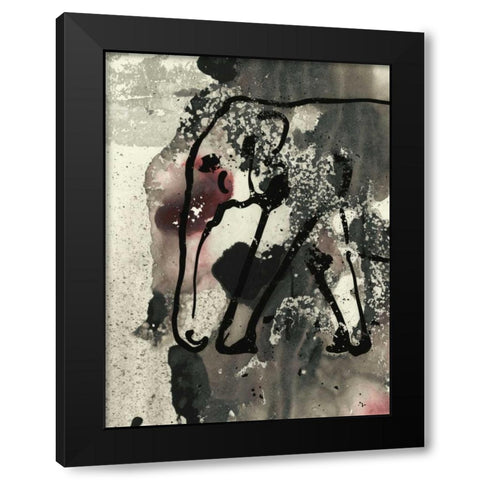Abstract Elephant II Black Modern Wood Framed Art Print with Double Matting by Combs, Joyce