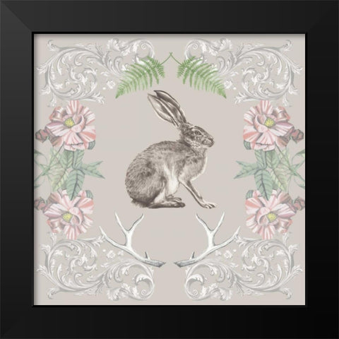 Hare and Antlers II Black Modern Wood Framed Art Print by McCavitt, Naomi
