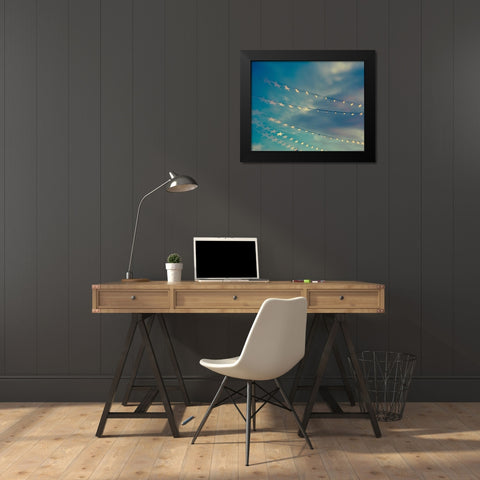 Bokeh Stars I Black Modern Wood Framed Art Print by Quintero, Sonja