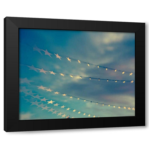 Bokeh Stars I Black Modern Wood Framed Art Print by Quintero, Sonja