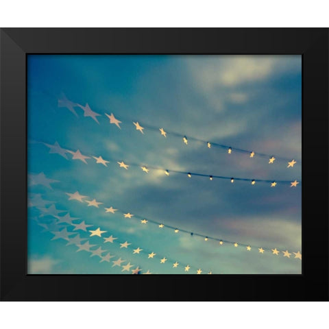 Bokeh Stars I Black Modern Wood Framed Art Print by Quintero, Sonja