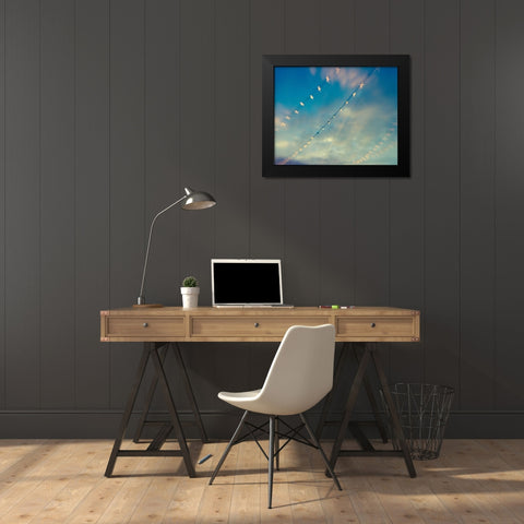 Bokeh Stars II Black Modern Wood Framed Art Print by Quintero, Sonja