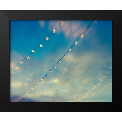Bokeh Stars II Black Modern Wood Framed Art Print by Quintero, Sonja