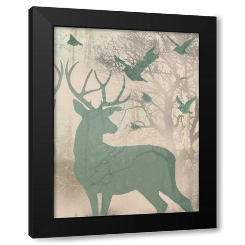 Deer Solace II Black Modern Wood Framed Art Print with Double Matting by Goldberger, Jennifer