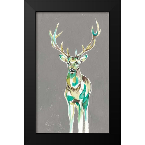 Solitary Deer II Black Modern Wood Framed Art Print by Goldberger, Jennifer