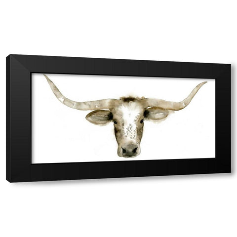 Longhorn Steer I Black Modern Wood Framed Art Print by Popp, Grace