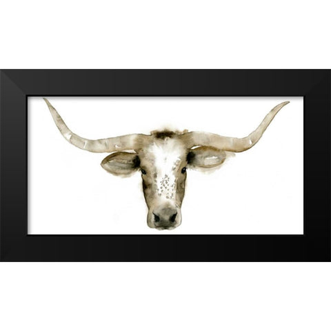 Longhorn Steer I Black Modern Wood Framed Art Print by Popp, Grace