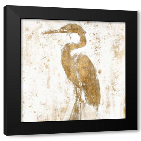 Gilded Heron II Black Modern Wood Framed Art Print with Double Matting by Goldberger, Jennifer
