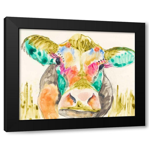 Hifi Cow I Black Modern Wood Framed Art Print by Goldberger, Jennifer