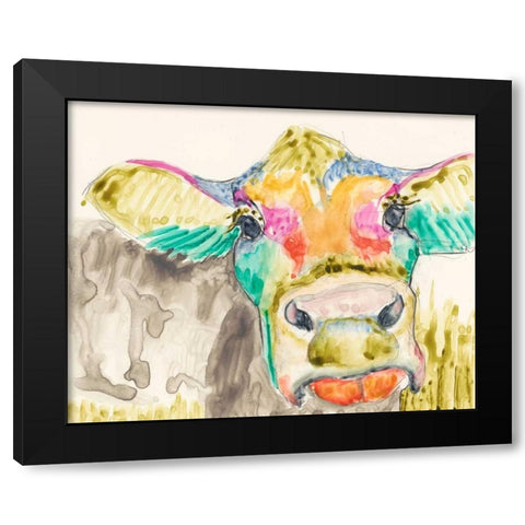 Hifi Cow II Black Modern Wood Framed Art Print by Goldberger, Jennifer