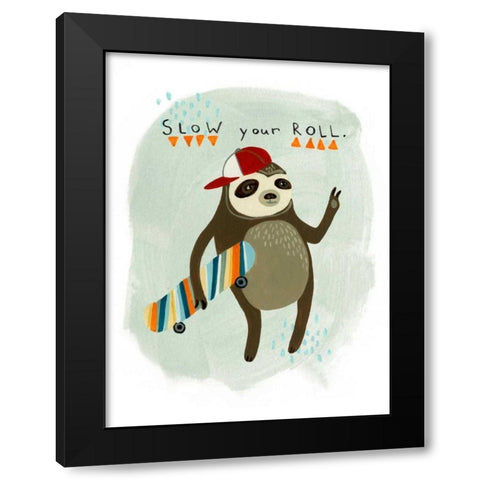 Hipster Sloth I Black Modern Wood Framed Art Print by Vess, June Erica