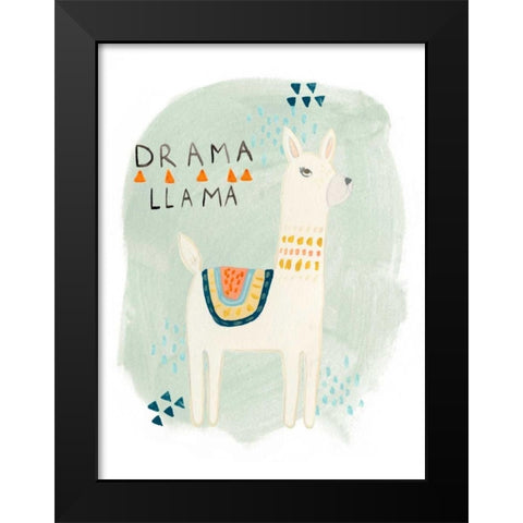 Llama Squad II Black Modern Wood Framed Art Print by Vess, June Erica