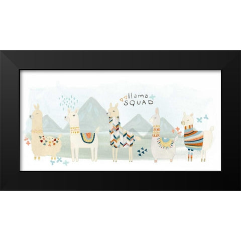 Llama Squad III Black Modern Wood Framed Art Print by Vess, June Erica