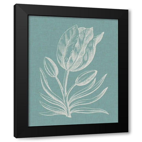 Graceful Floral I Black Modern Wood Framed Art Print with Double Matting by Vision Studio