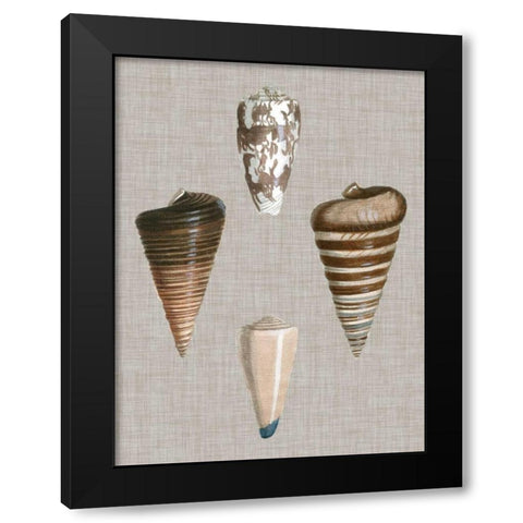 Shells on Linen III Black Modern Wood Framed Art Print with Double Matting by Vision Studio