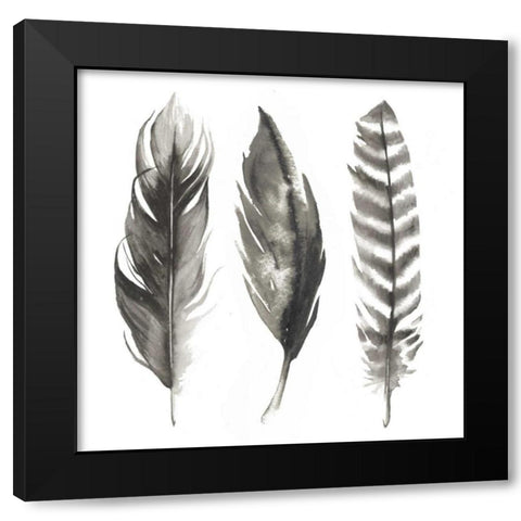 Watercolor Feathers I Black Modern Wood Framed Art Print with Double Matting by Popp, Grace
