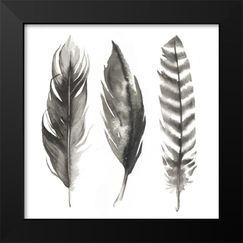 Watercolor Feathers I Black Modern Wood Framed Art Print by Popp, Grace