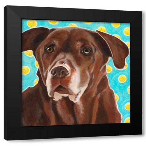 Dlynns Dogs - Get Your Ball Black Modern Wood Framed Art Print by Roll, Dylnn