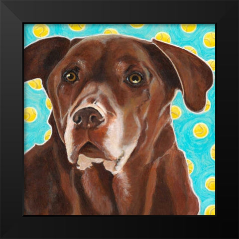 Dlynns Dogs - Get Your Ball Black Modern Wood Framed Art Print by Roll, Dylnn