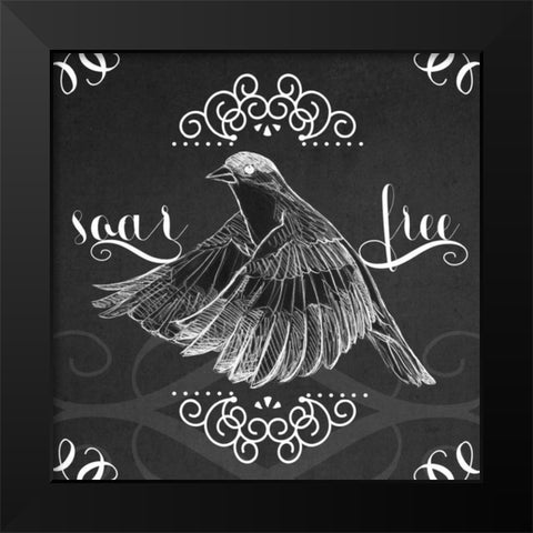 Chalkboard Bird II Black Modern Wood Framed Art Print by Vess, June Erica