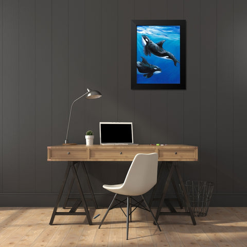 Under Sea Whales II Black Modern Wood Framed Art Print by OToole, Tim