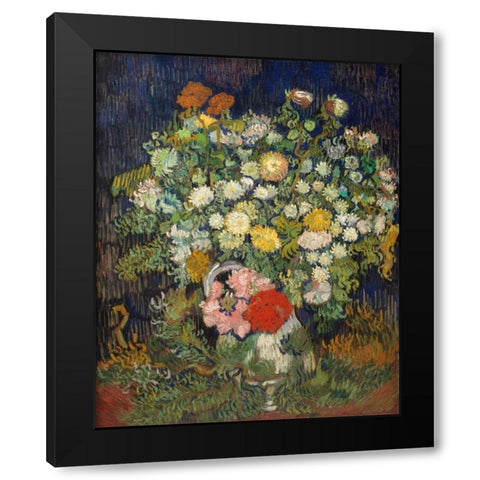 Bouquet of Flowers in a Vase Black Modern Wood Framed Art Print with Double Matting by Van Gogh, Vincent